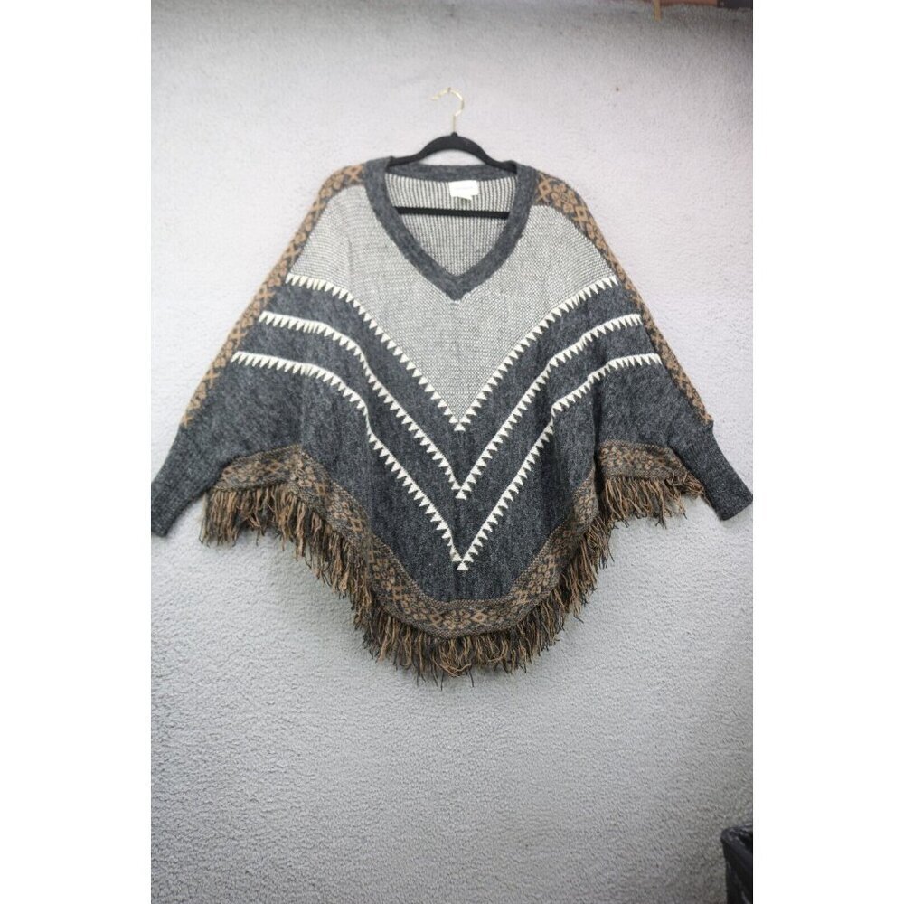 Fascination Wool Blend Aztec‎ Poncho-Size S/M-Western-Cowgirl-Chunky Knit